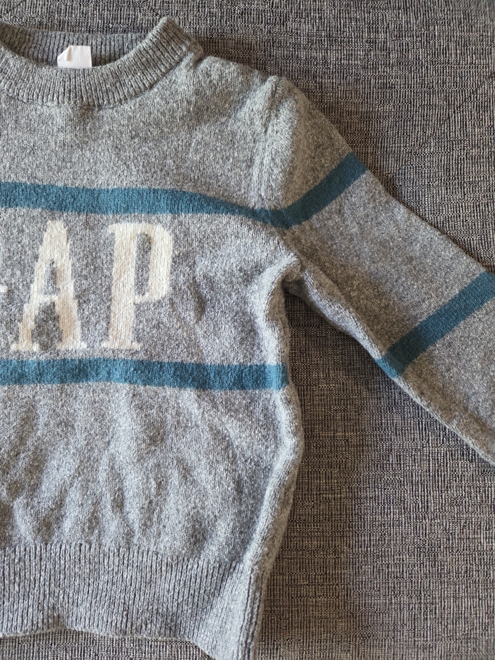 BABY GAP Boys Gray and Blue Sweater with GAP Logo Size 3T - Picture 5 of 9